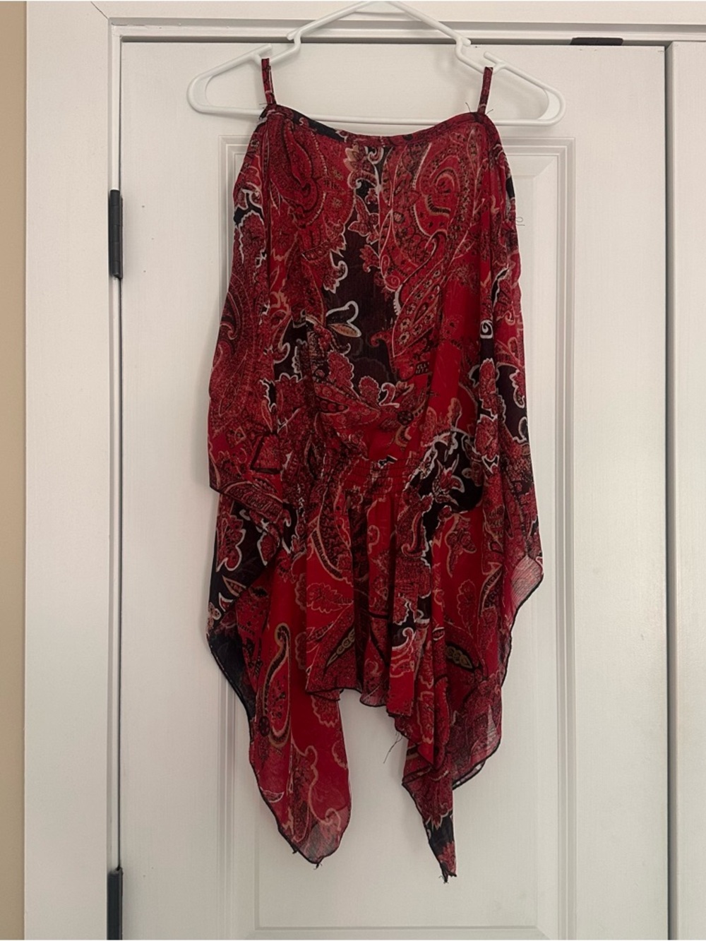 Red Paisley Handkerchief Hem Camisole